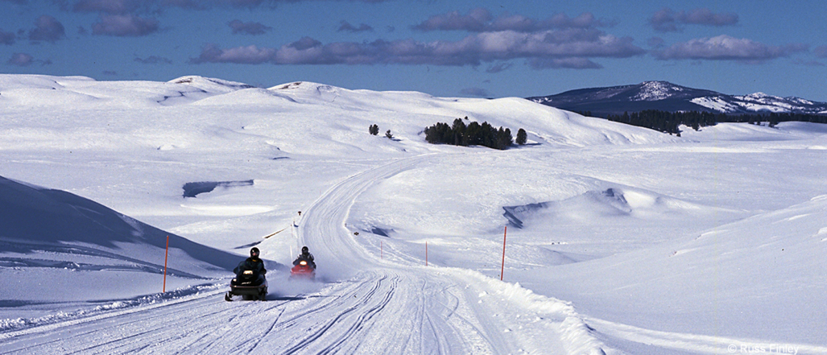 Snowmobiles in Hayden Valley