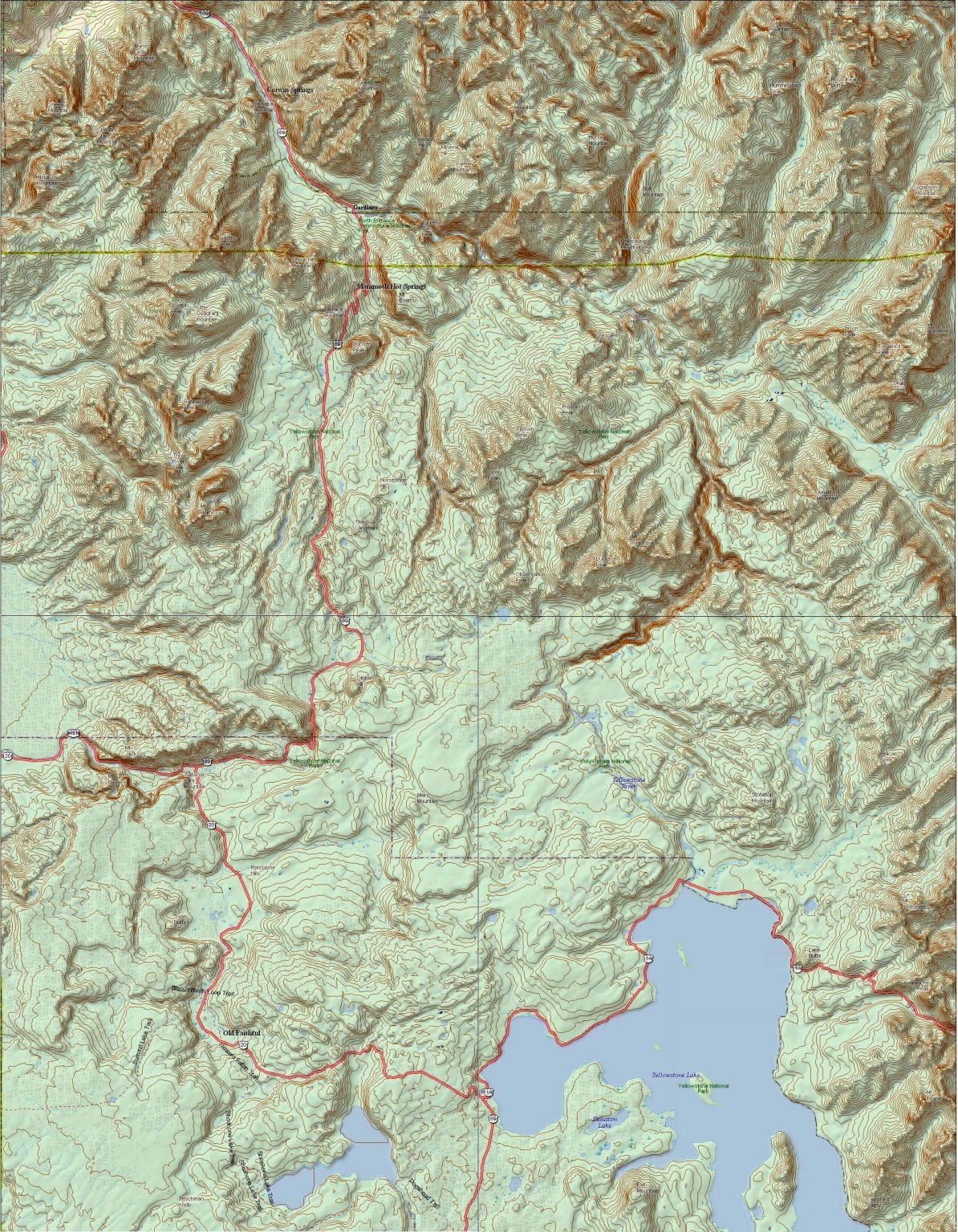 Yellowstone National Park Topo Map Print Version Yellowstone Maps