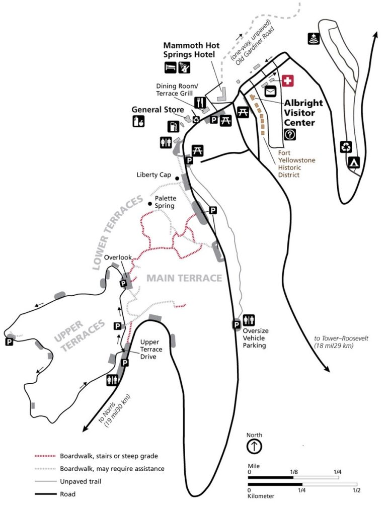 Mammoth Hot Springs Map