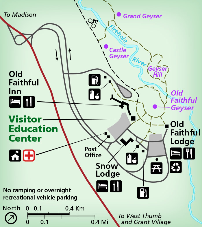 Map of Old Faithful area of Yellowstone