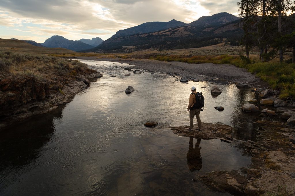 Hiker in Yellowstone backcountry